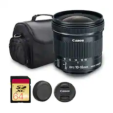 Canon EF-S 10-18mm f/4.5-5.6 IS STM Lens
Canon SD XC 64GB Memory Card
Canon Lens Cap