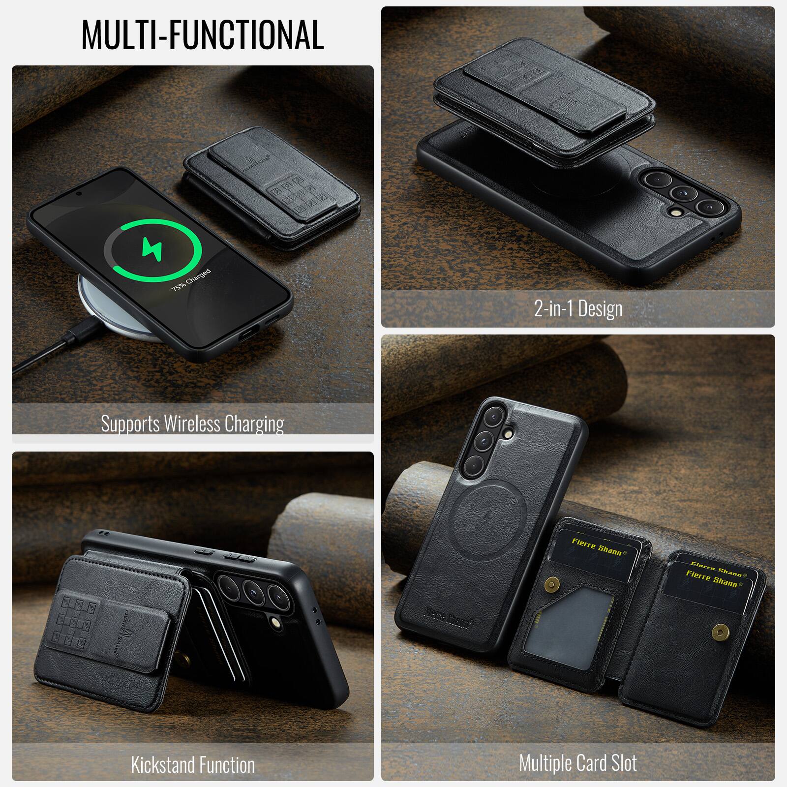 MULTI-FUNCTIONAL

- 2-in-1 Design
- Supports Wireless Charging
- Kickstand Function
- Multiple Card Slot