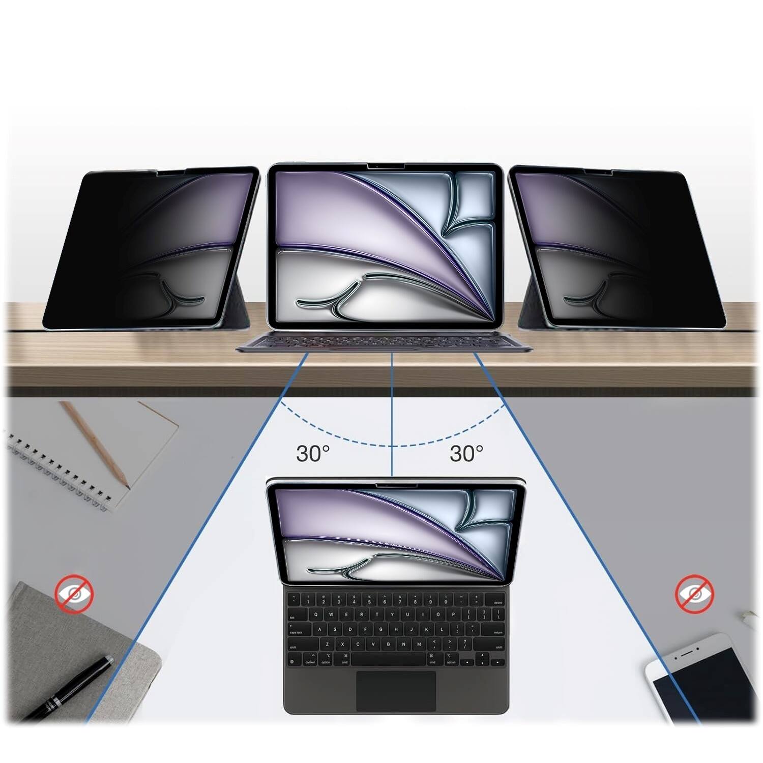 Alt View 14. SaharaCase - Easy Apply Tempered Glass Screen Protector for Apple iPad Air 11-inch (M2 2024 and M3 2025) - Privacy.