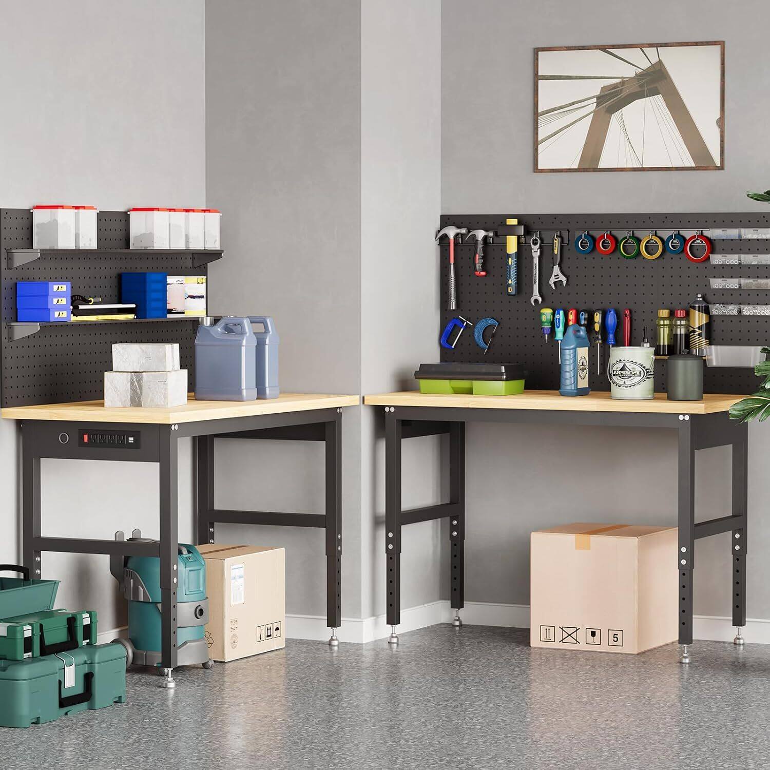 Alt View 2. Jojoka - Kitchen Table 60 Inch Heavy Duty Adjustable Workbench for Dining Room, Home Office, Living Room - Multiple colors.