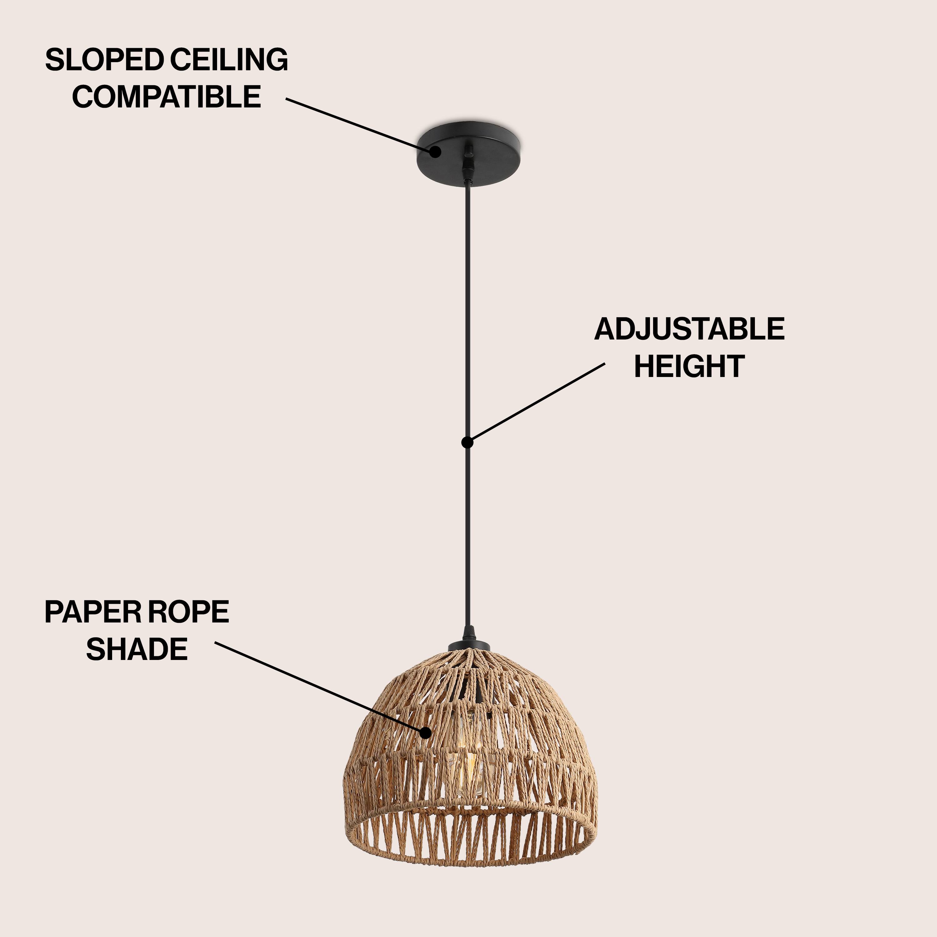 Sloped Ceiling Compatible Adjustable Height Paper Rope Shade