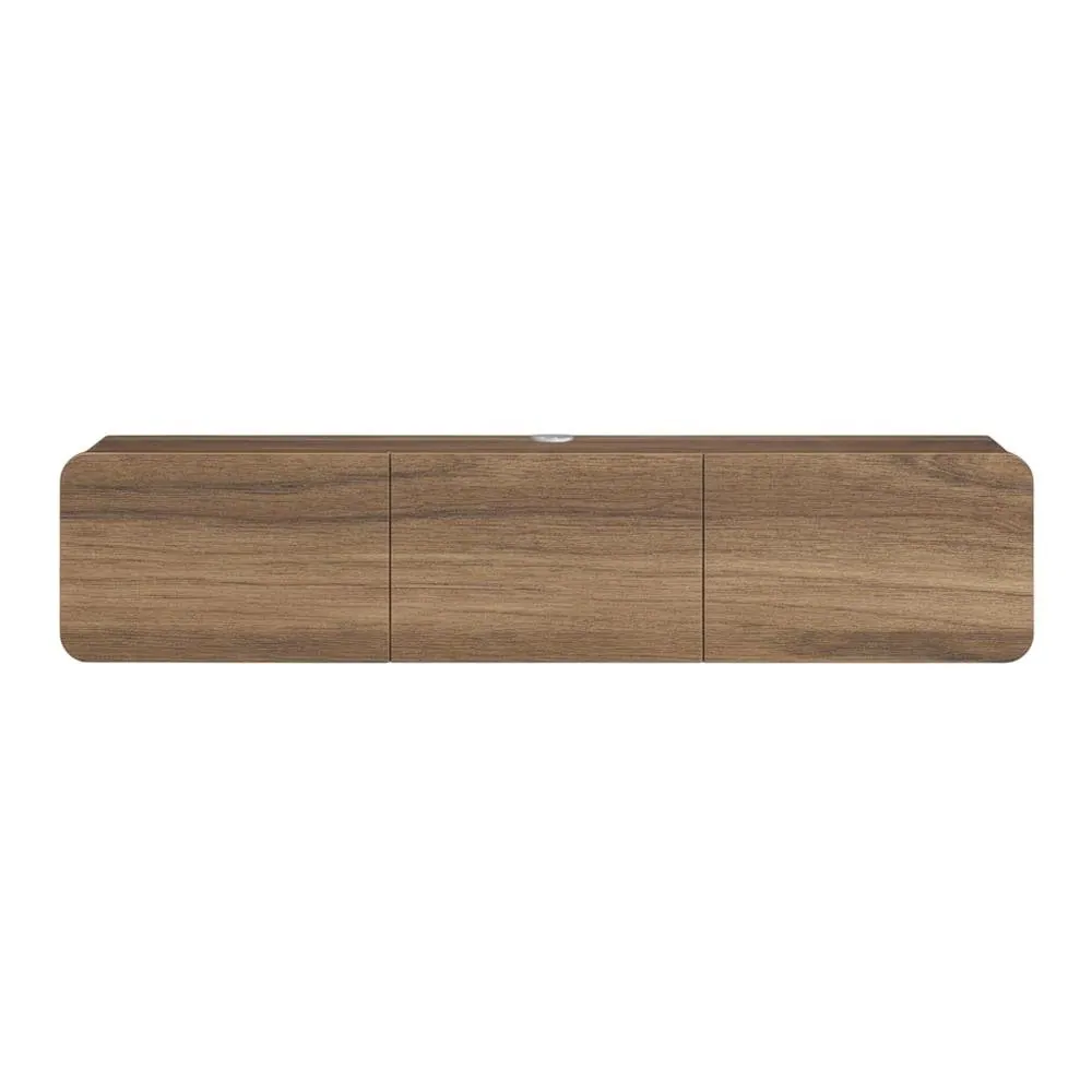 Alt View 3. FurniFact - Wooden TV Console for 80-inch TV and Under with Walnut Finish - Black.