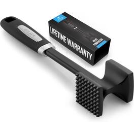 Zulay Kitchen - Professional Dual-sided Meat Tenderizer Tool with Comfort Grip Handle - Metallic Black