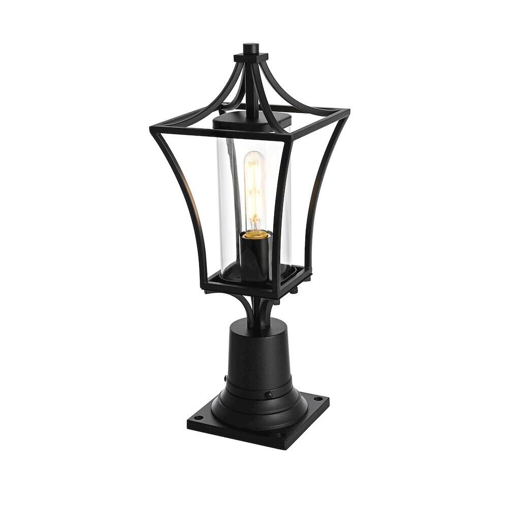 Angle. Elegant Lighting - Belgrade 7 inch Outdoor Pendant in Black - Black.