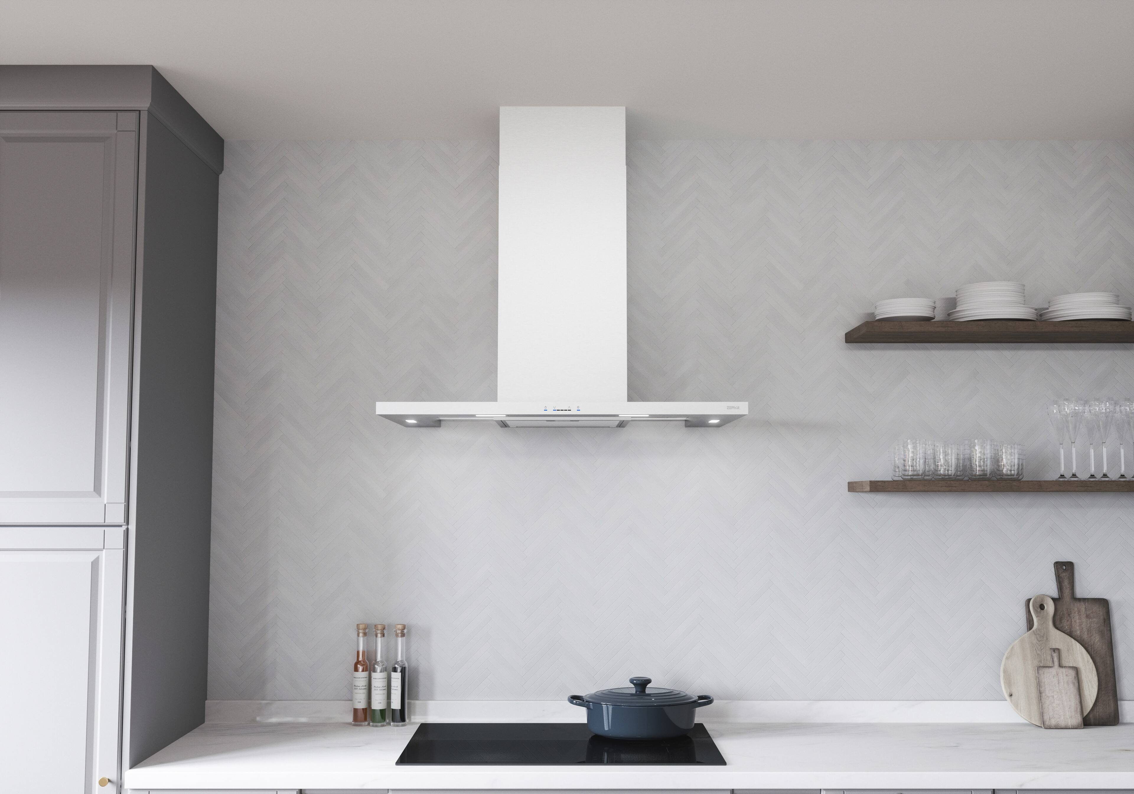 Alt View 11. Zephyr - Modena 36 in. 600 CFM Wall Mount Range Hood with LED Light - Stainless Steel.