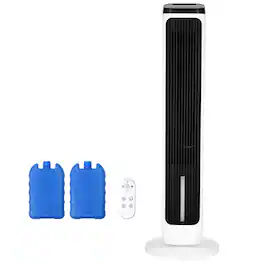 HOMLUX - 40" Oscillating White Tower Fan 24H Timer 23.3 ft/s High Velocity with Remote Control, Filter, Thermostat - White+Black