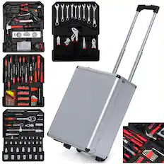 Front. Winado - 799 Pieces Tool Set Mechanics Tool Kit with Trolley Case Box, Wrenches, Socket, Ratchet Handle, Magnetic Screwdrivers - Silver.