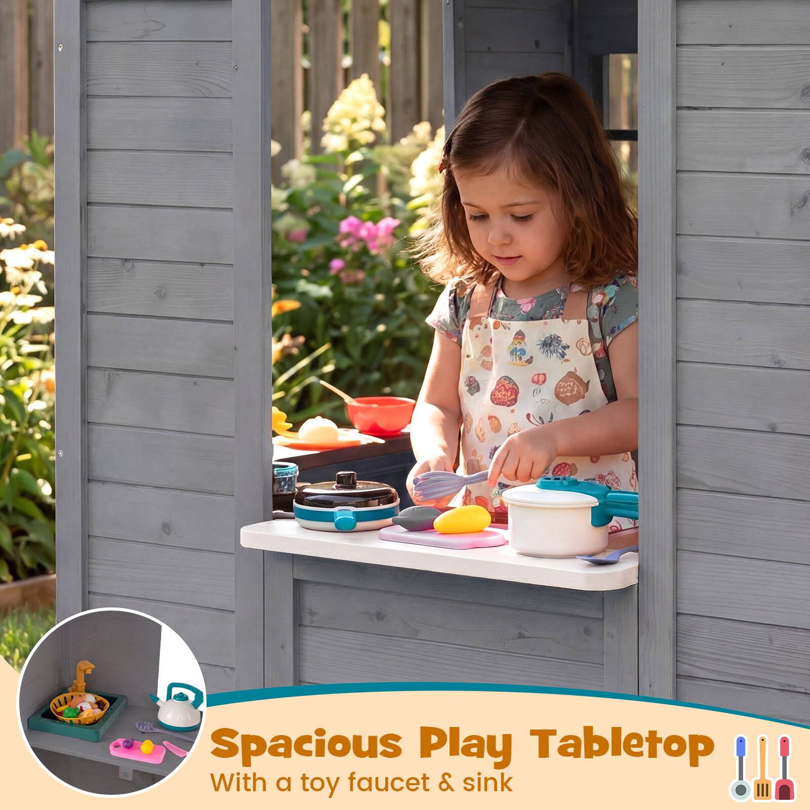 Spacious Play Tabletop With a toy faucet & sink