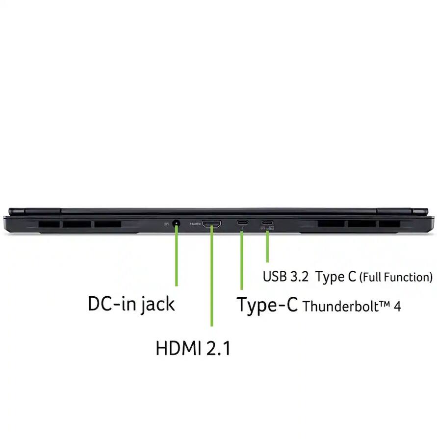 DC-in jack  
USB 3.2 Type C (Full Function)  
Type-C Thunderbolt™ 4  
HDMI 2.1