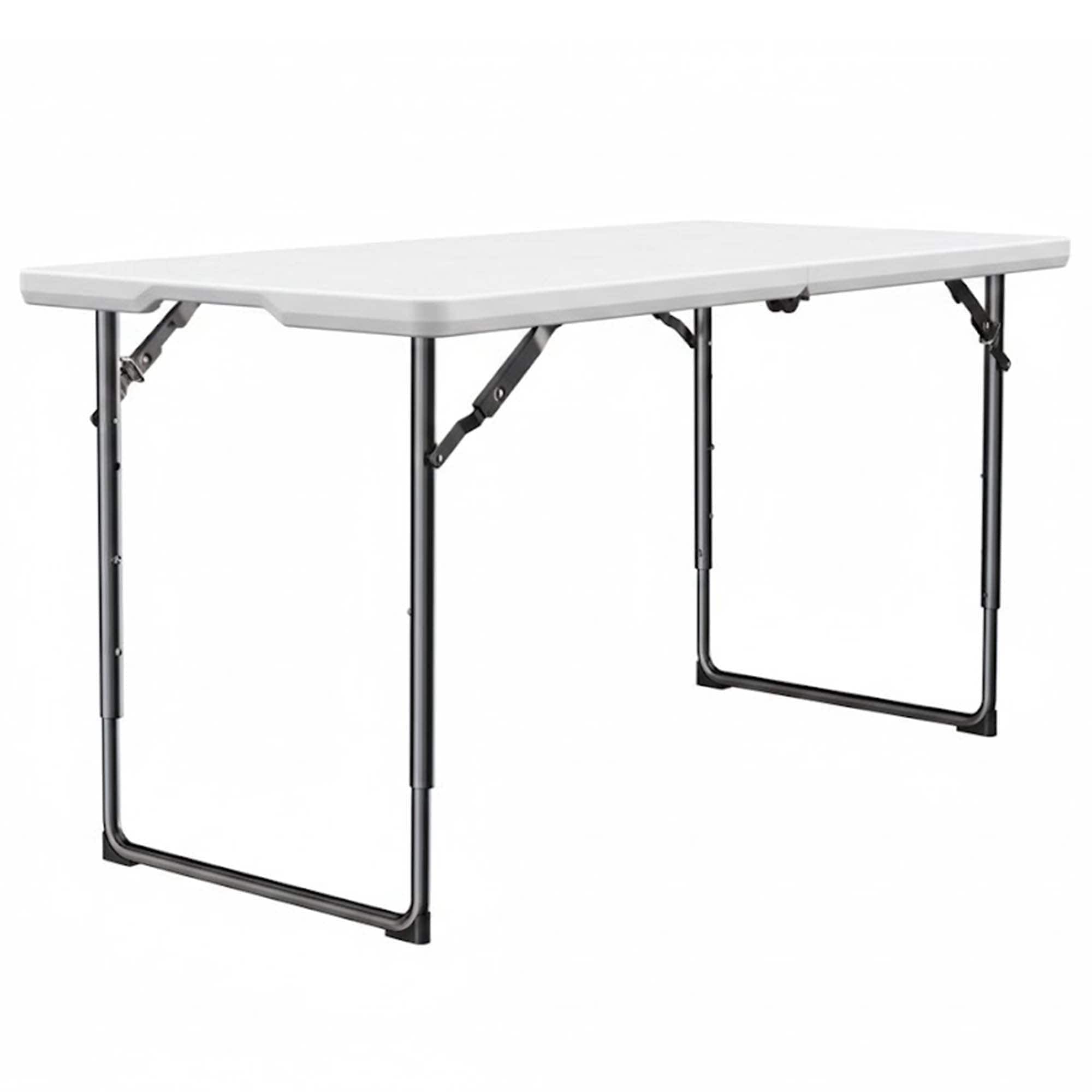 Boyel Living - 4FT Fold-in-Half Table with Metal Frame Easy to Clean Waterproof Surface - White