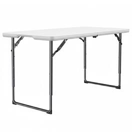 Boyel Living - 4FT Fold-in-Half Table with Metal Frame Easy to Clean Waterproof Surface - White