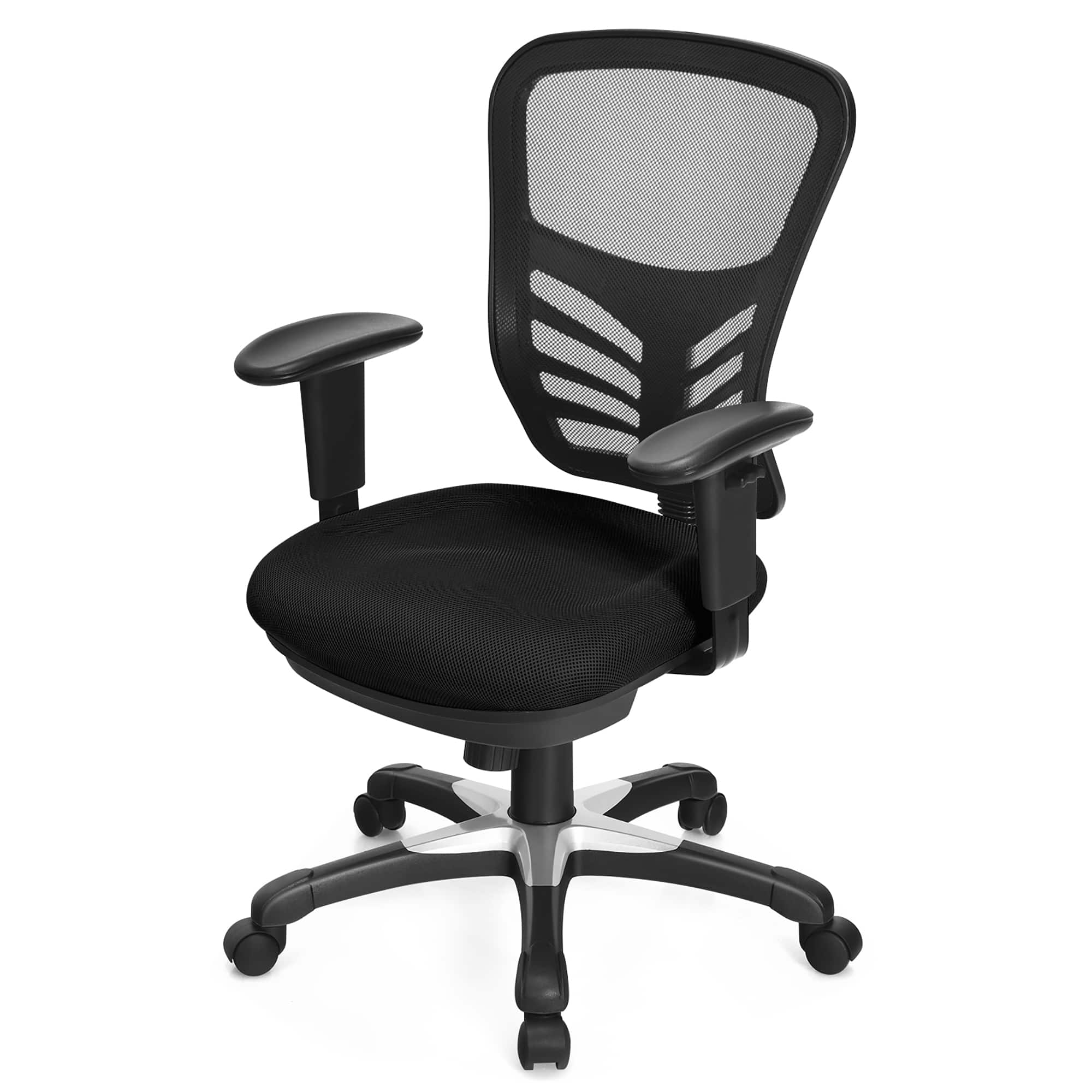 Alt View 18. Costway - 3-Paddle Mesh Computer Office Desk Chair with Adjustable Seat - Black.