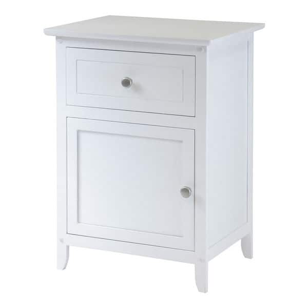 SlickBlue - 1-Drawer Bedroom Bedside Table Cabinet Nightstand with Storage - White