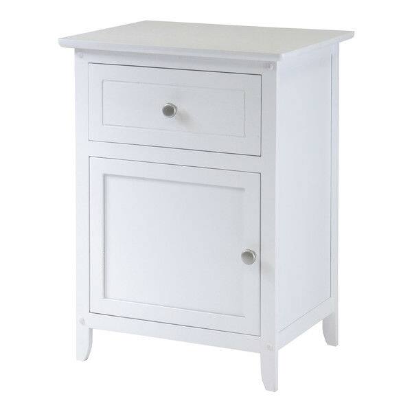 Front. SlickBlue - 1-Drawer Bedroom Bedside Table Cabinet Nightstand with Storage - White.