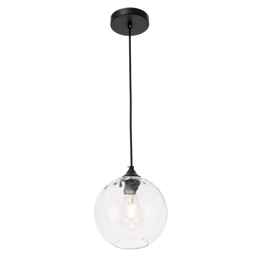 Alt View 7. Living District - Cashel 1 light Black and Clear glass pendant - Black And Clear Glass.