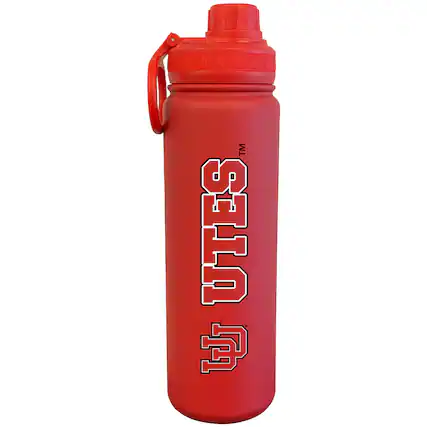 Front. The Fanatic Group - Red Utah Utes 24oz. Logo Stainless Sport Bottle - Red.