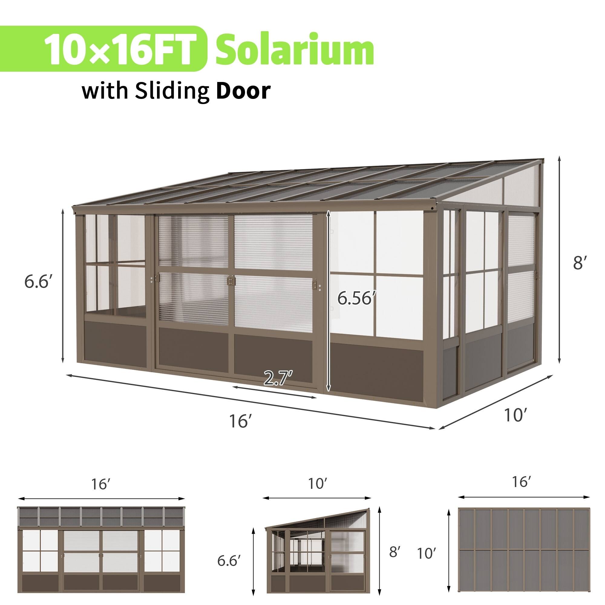 10x16FT Solarium with Sliding Door

6.6'  
6.56'  
8'  
2.7'  
16'  
10'  
16'  
10'  
16'  
6.6'  
8'  
10'