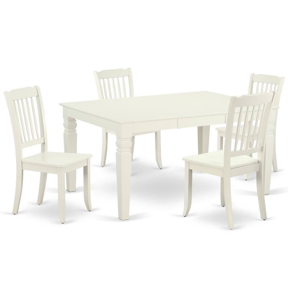 Back. East West Furniture - Dining Room Set Linen White - Brown.