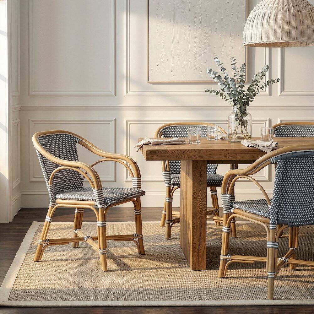 Alt View 5. Butler Specialty - Portofino 18.75 in. Seat Height Rattan Arm Chair - Gray And White.