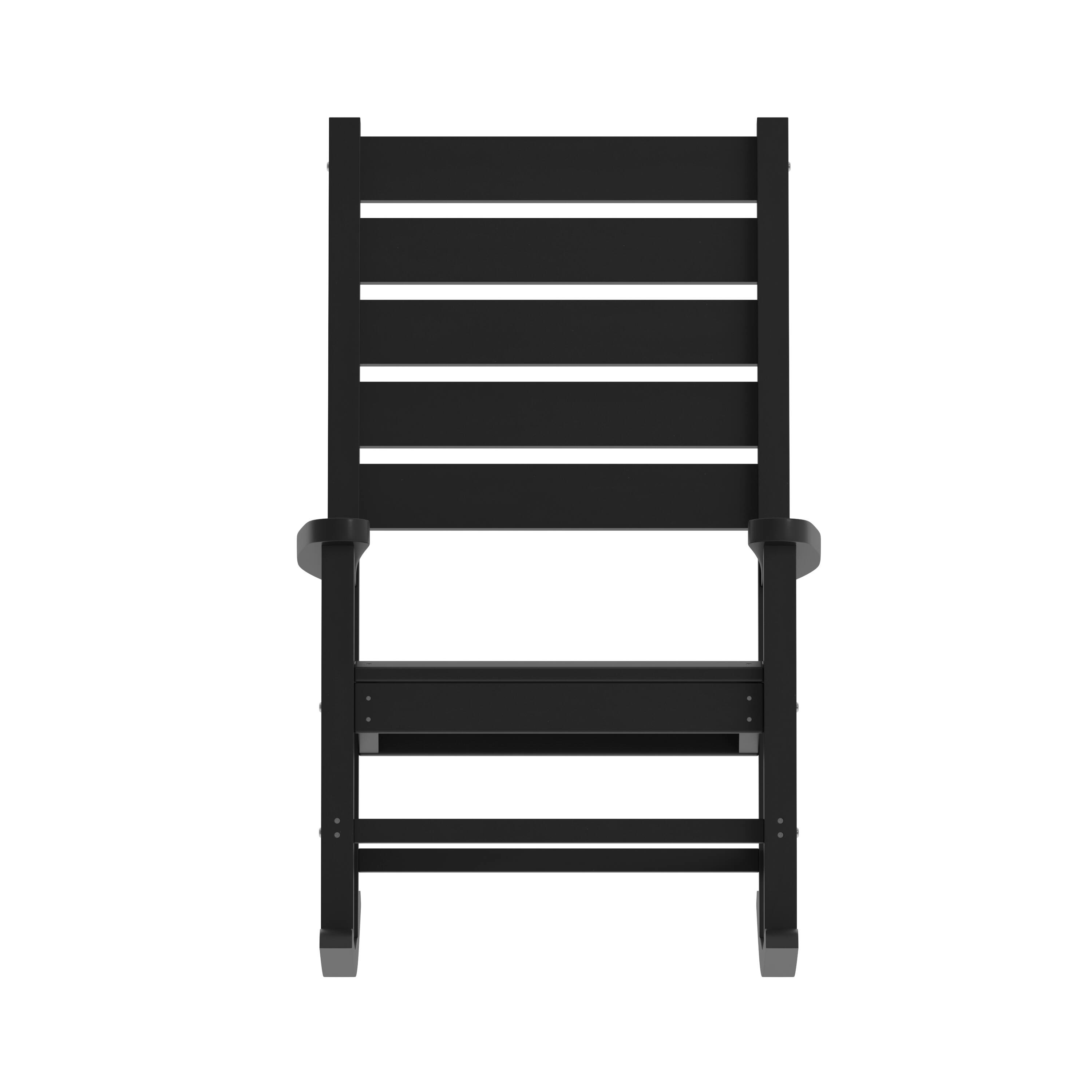 Alt View 9. Emma + Oliver - Florian Contemporary Rocking Chair, All-Weather HDPE Indoor/Outdoor Rocker - Black.