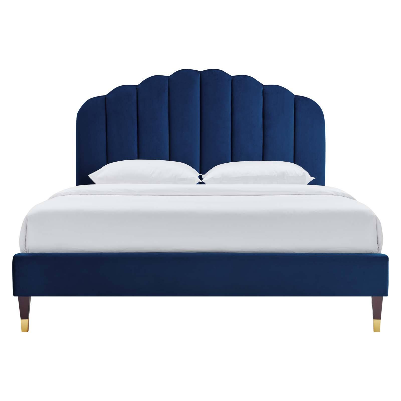 Alt View 1. Modway - Lindsey Performance Velvet Twin Platform Bed - Blue.
