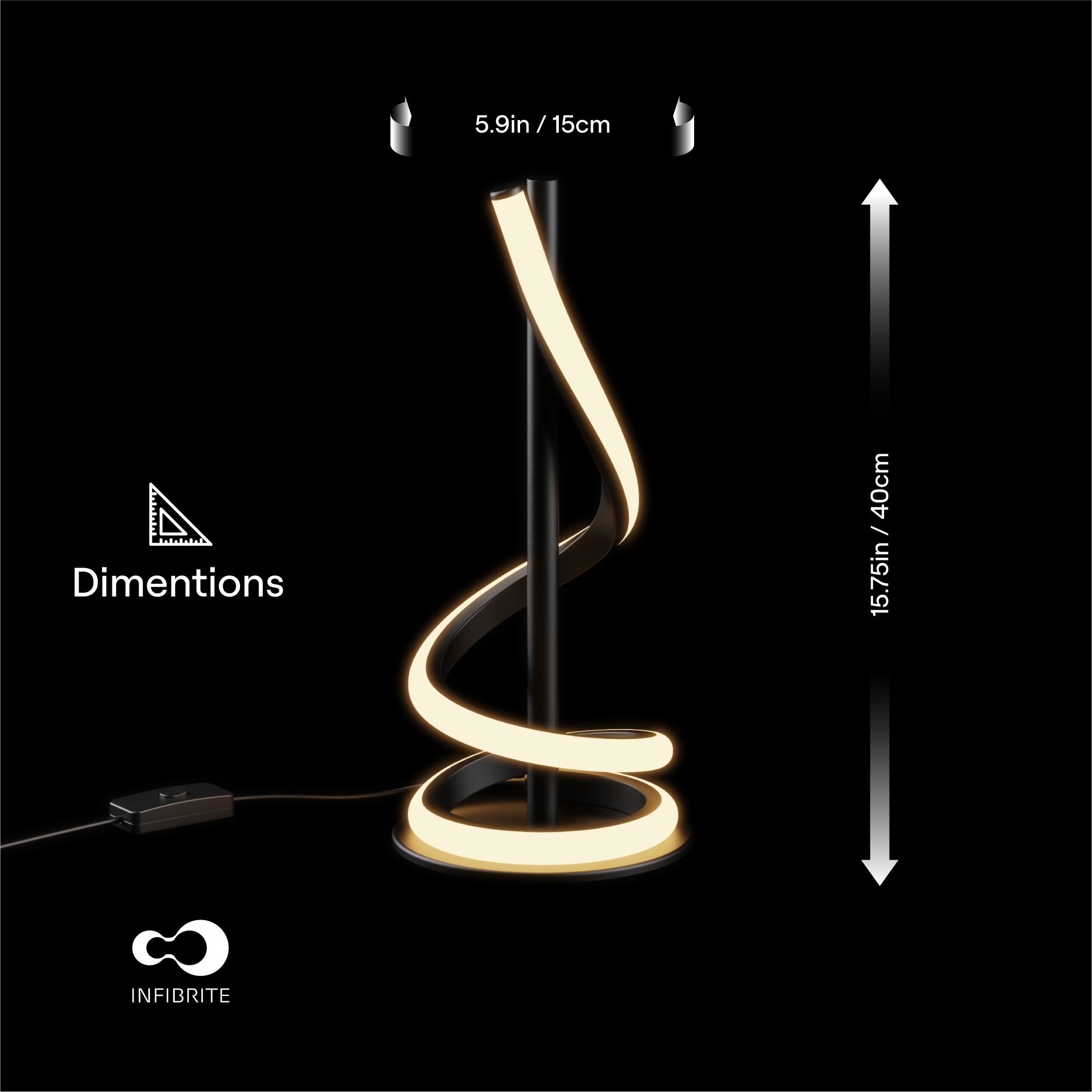 5.9in / 15cm  
Dimensions  
75in / 40cm  
INFIBRITE