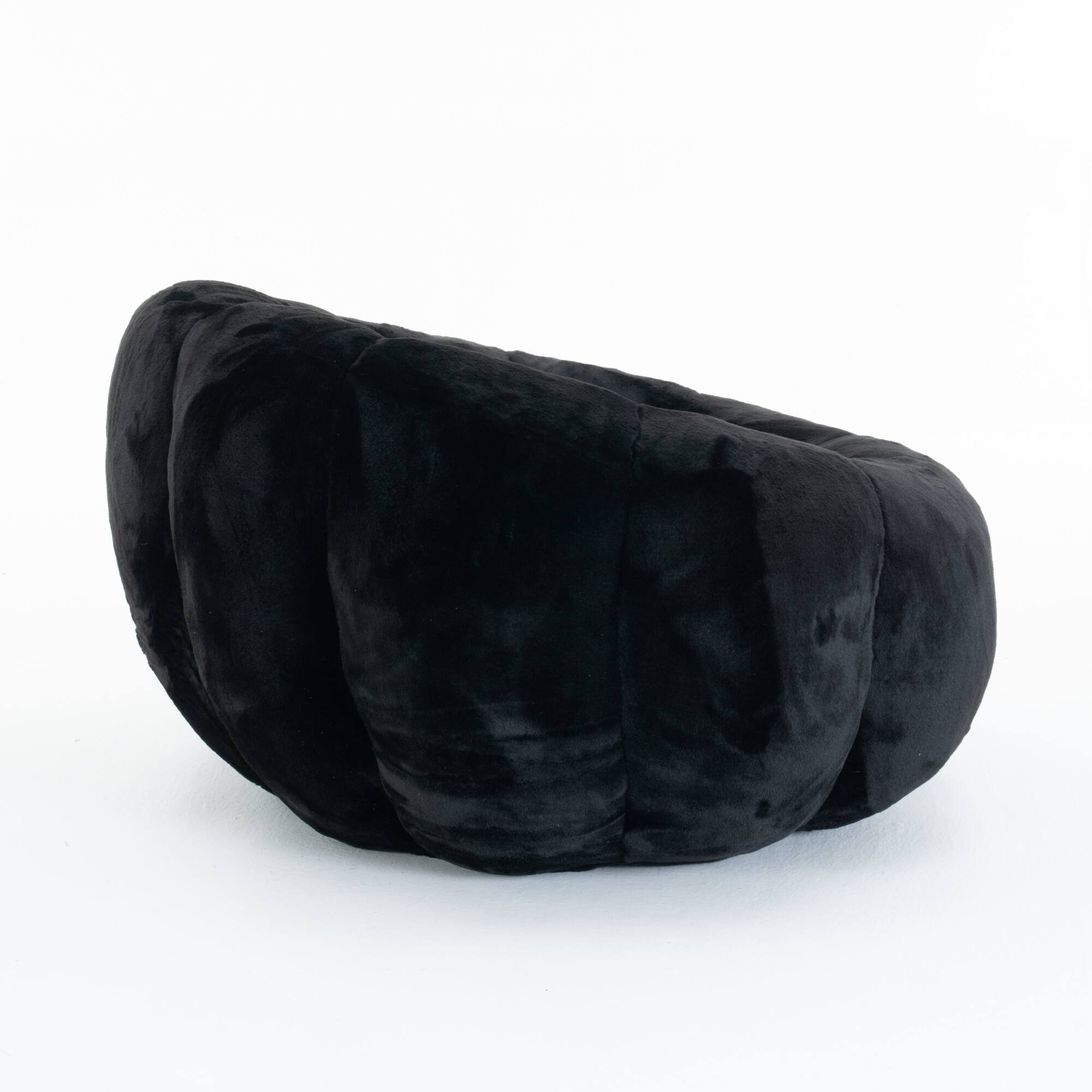 Alt View 1. GOODSILO - Floral-Shaped Faux Fur Bean Bag Sofa, Ultra-Soft Large Reading Chair for Living Room or Bedroom, Single-Seater - Black.