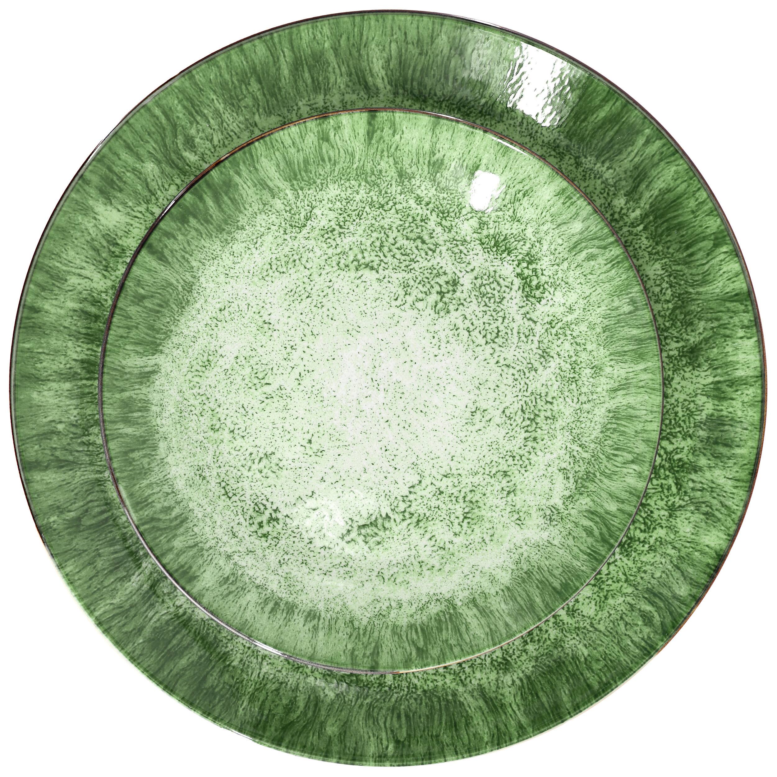 Alt View 2. Elama - Elama Oceanus 16 Piece Porcelain Double Bowl Dinnerware Set in Green - Green.