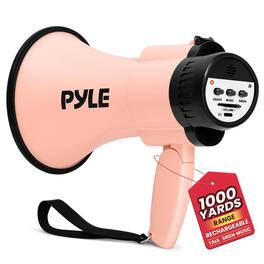 Pyle - 30W Handheld Megaphone Bullhorn with Siren, USB-C Charging & Talk/Music Modes - Light Pink
