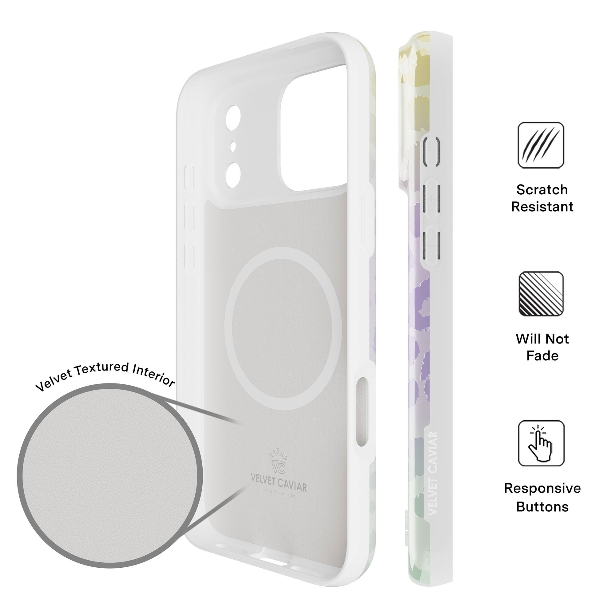 - Scratch Resistant
- Velvet Textured Interior
- Will Not Fade
- Responsive Buttons
- VC VELVET CAVIAR