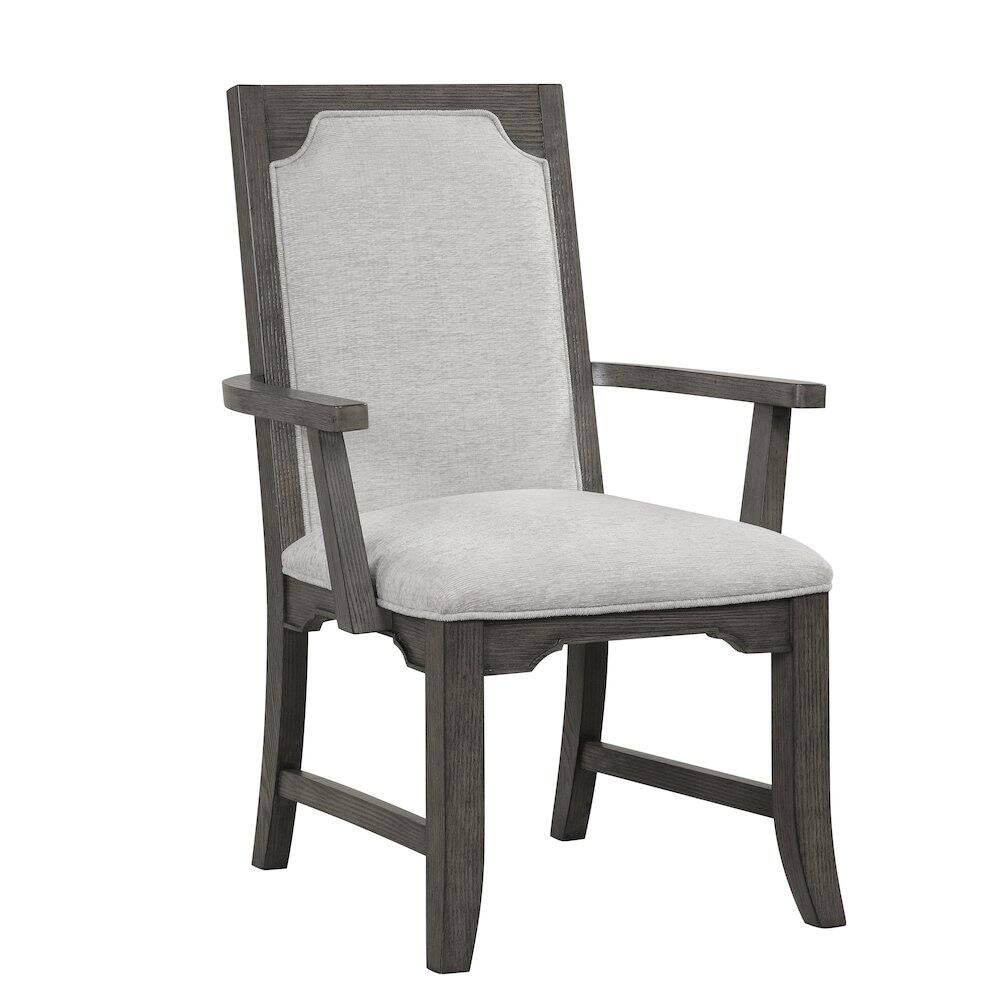 Angle. New Classic Furniture - New Classic Furniture Lisbon Wood Dining Arm Chair in Gray (Set of 2) - Gray.