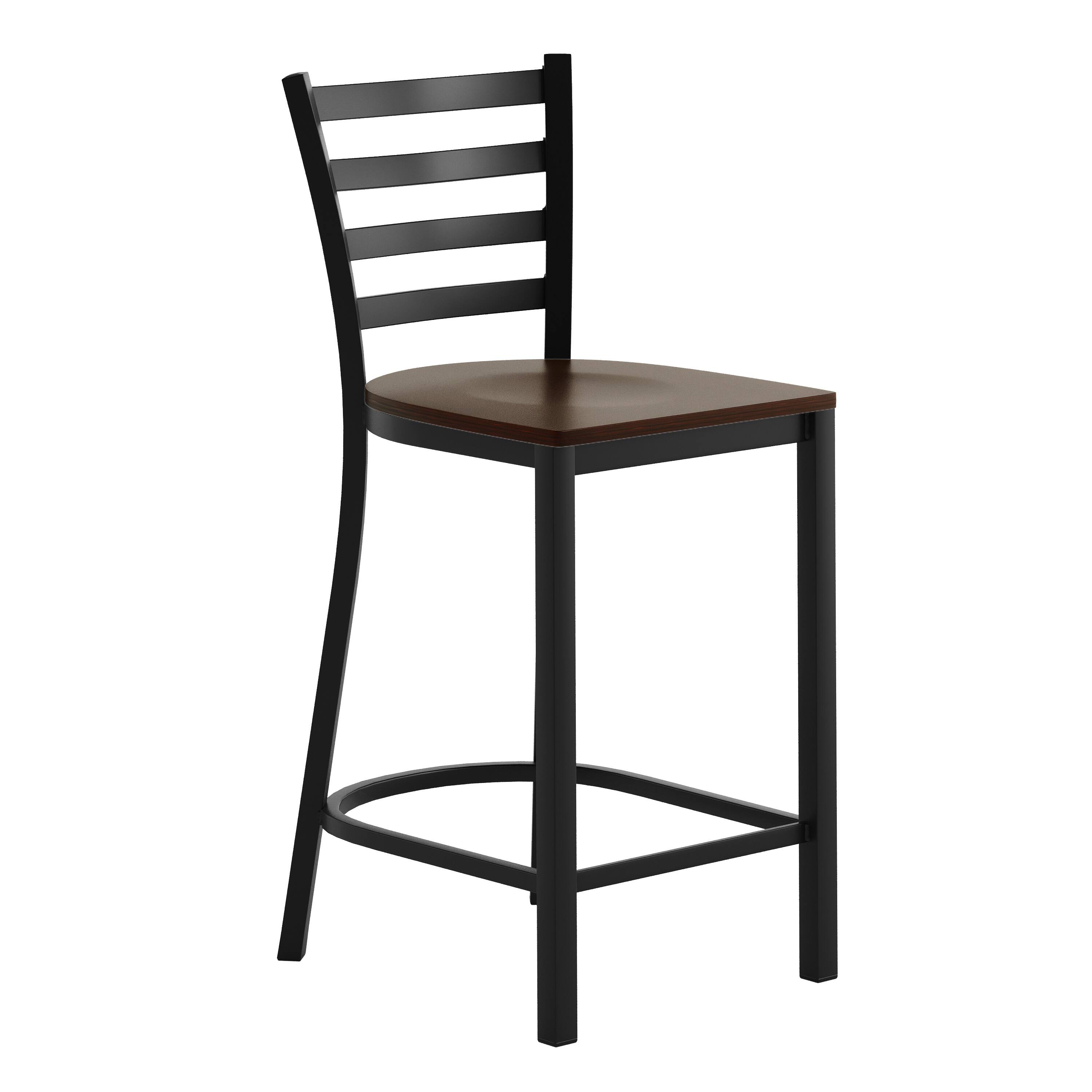 Mahogany Wood Seat/Black Metal Frame