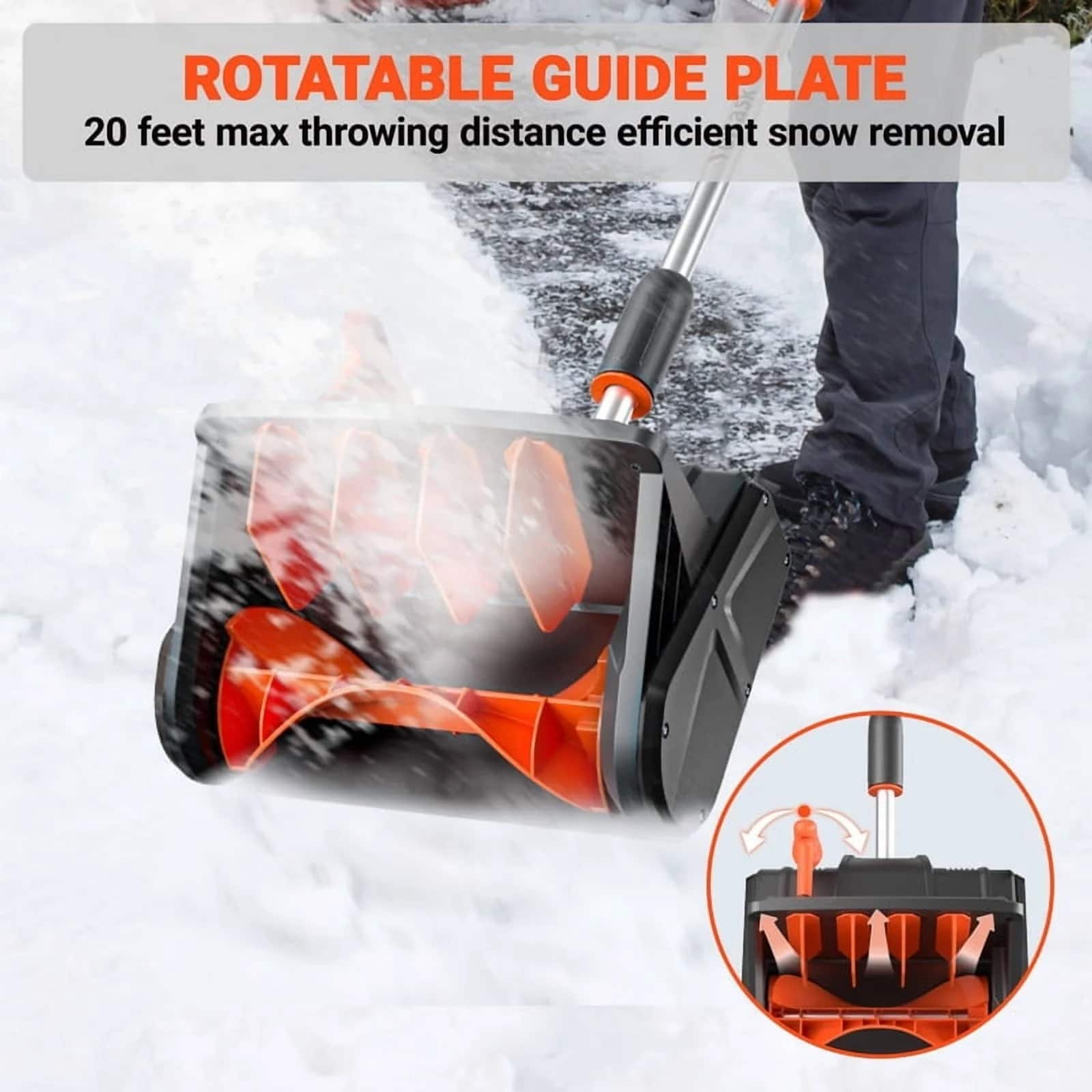 ROTATABLE GUIDE PLATE
20 feet max throwing distance efficient snow removal