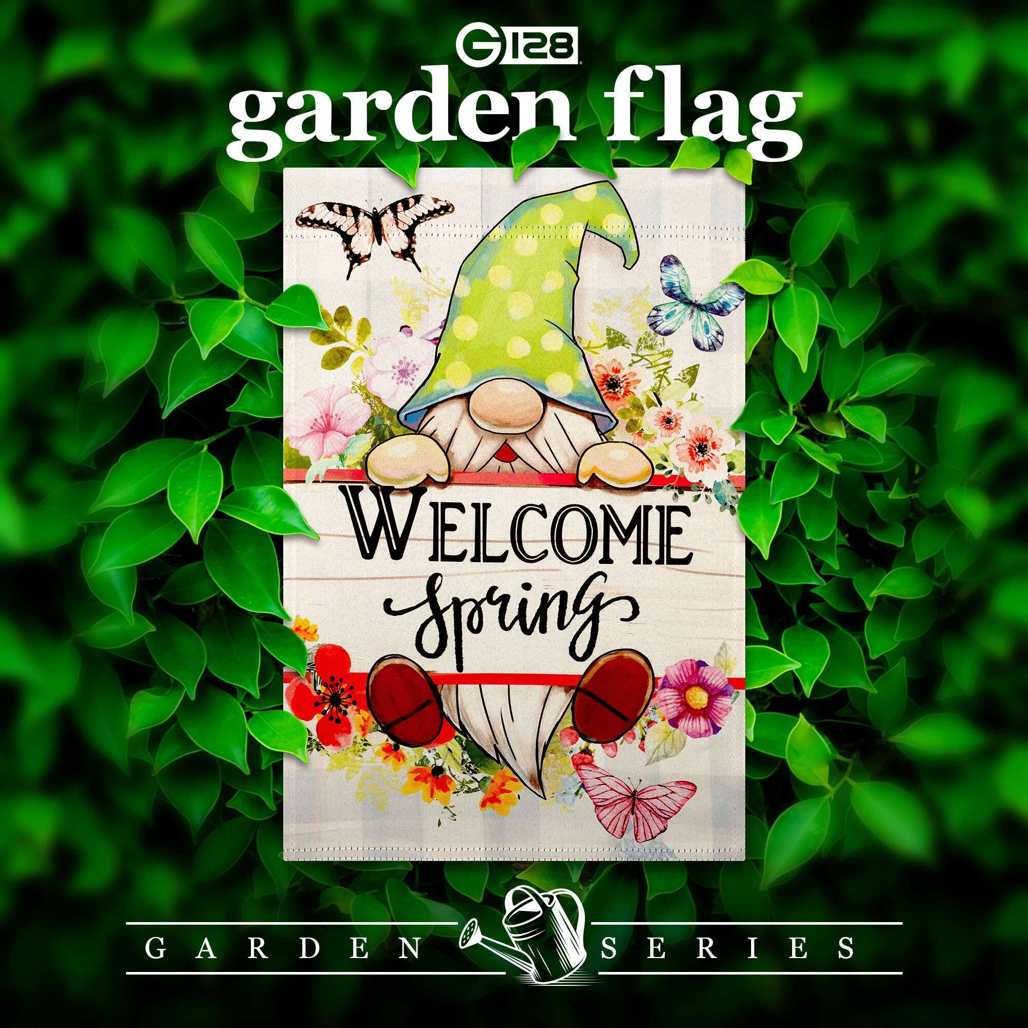 G 128 garden flag  
WELCOME Spring  
GARDEN SERIES