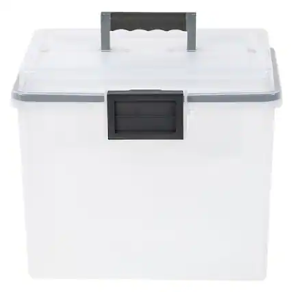 Front. IRIS USA - IRIS USA Portable Letter Size File Box with Handle for Hanging Folders.