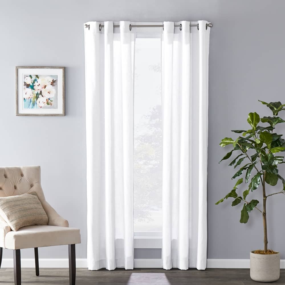 SKL Home - Saturday Knight Ltd Raine Light Filtering Sophisticated Window Curtain Panel - 40" x 108" - White