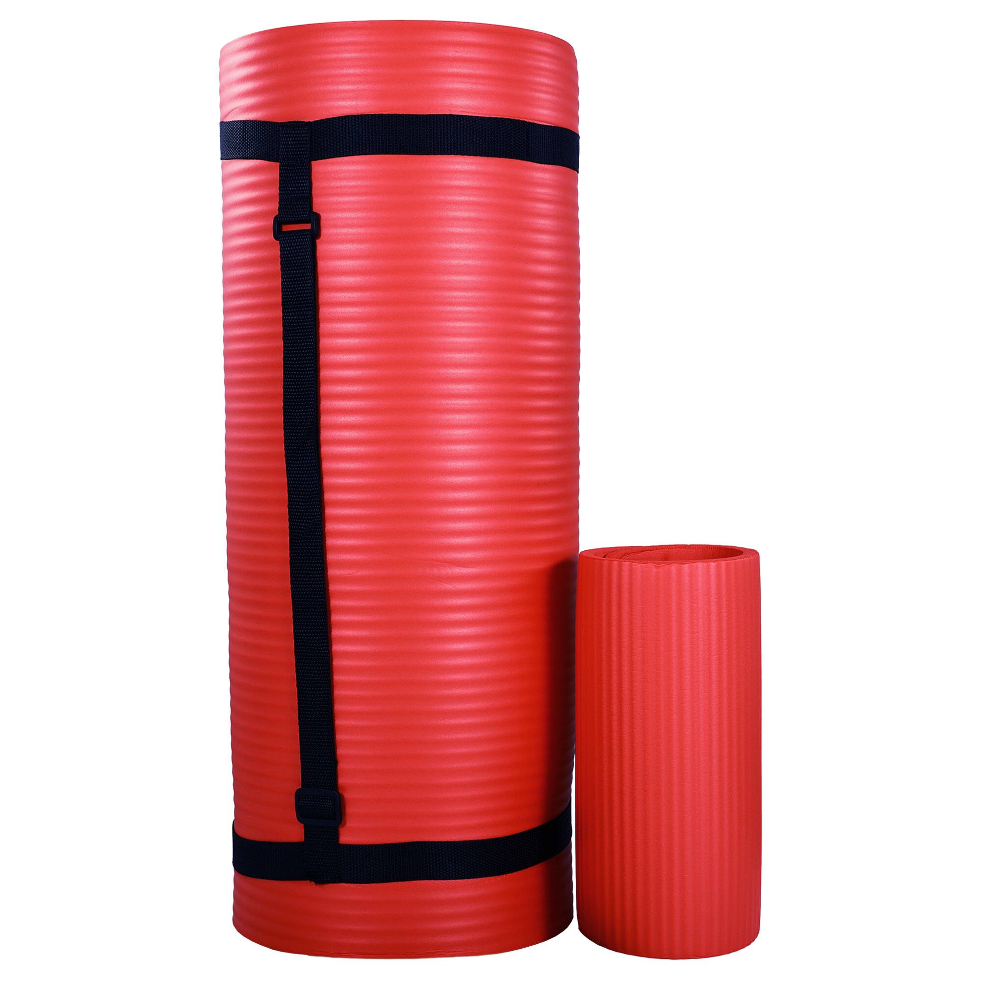 Alt View 6. BalanceFrom Fitness - BalanceFrom Fitness 71"x24" Anti Tear Yoga Mat w/Strap, Knee Pad & Blocks, Red - Red.