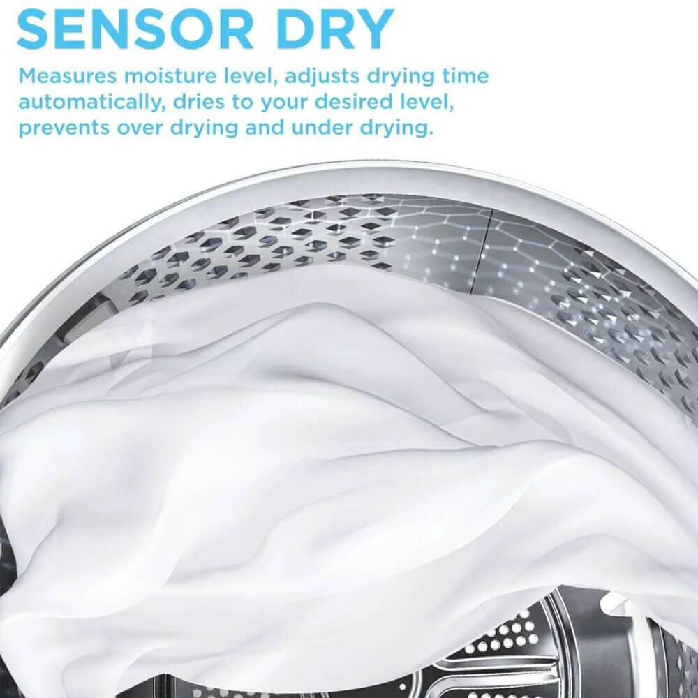 SENSOR DRY  
Measures moisture level, adjusts drying time automatically, dries to your desired level, prevents over drying and under drying.
