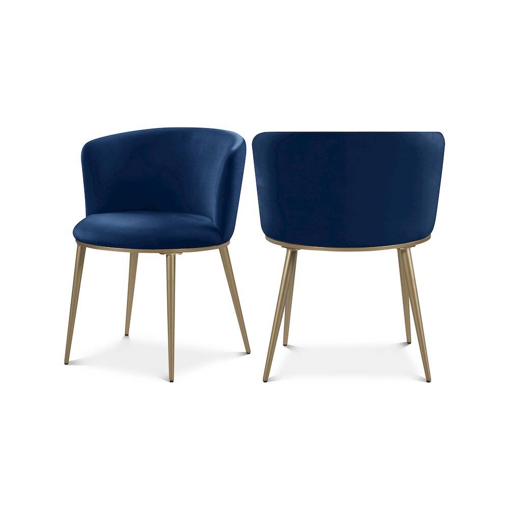 Front. Meridian Furniture - Skylar Navy Velvet Dining Chair, Set of 2 - Blue.
