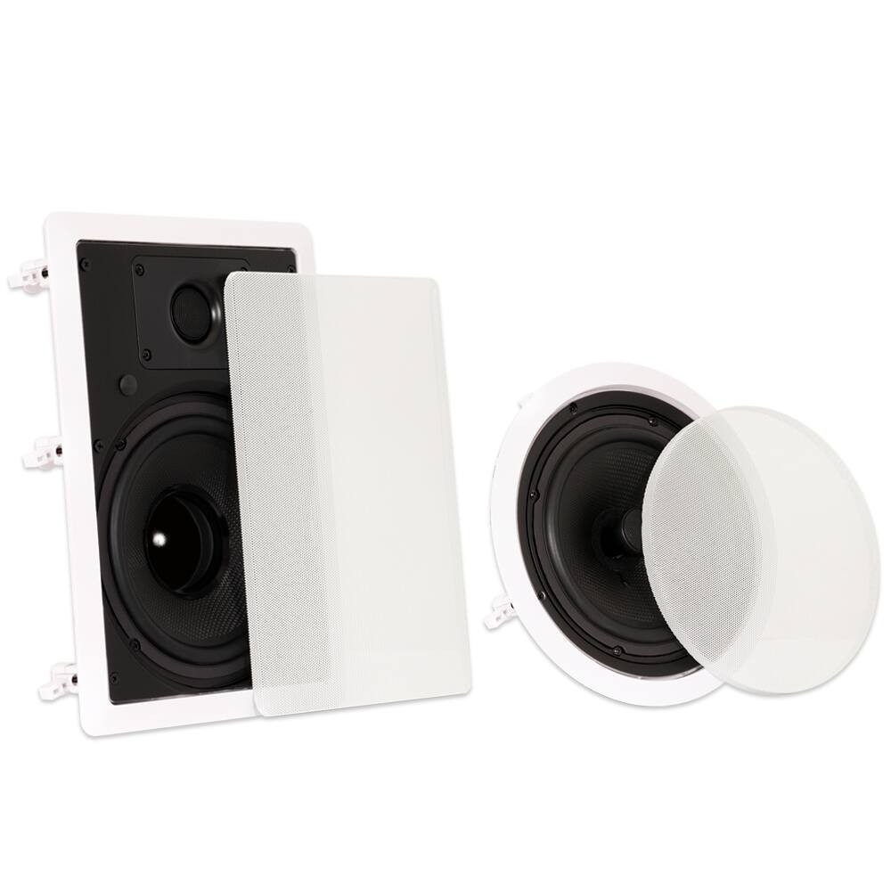 Alt View 1. Theater Solutions by Goldwood - TS-85 5 Channel 8" in-Wall/Ceiling Home Theater Speaker System - Paintable White.