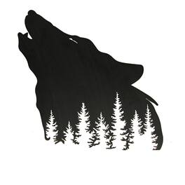 Mayrich Company - Wolf Laser Cut Metal Wall Art Hanging Forest Room Decor Lodge Decoration - Black