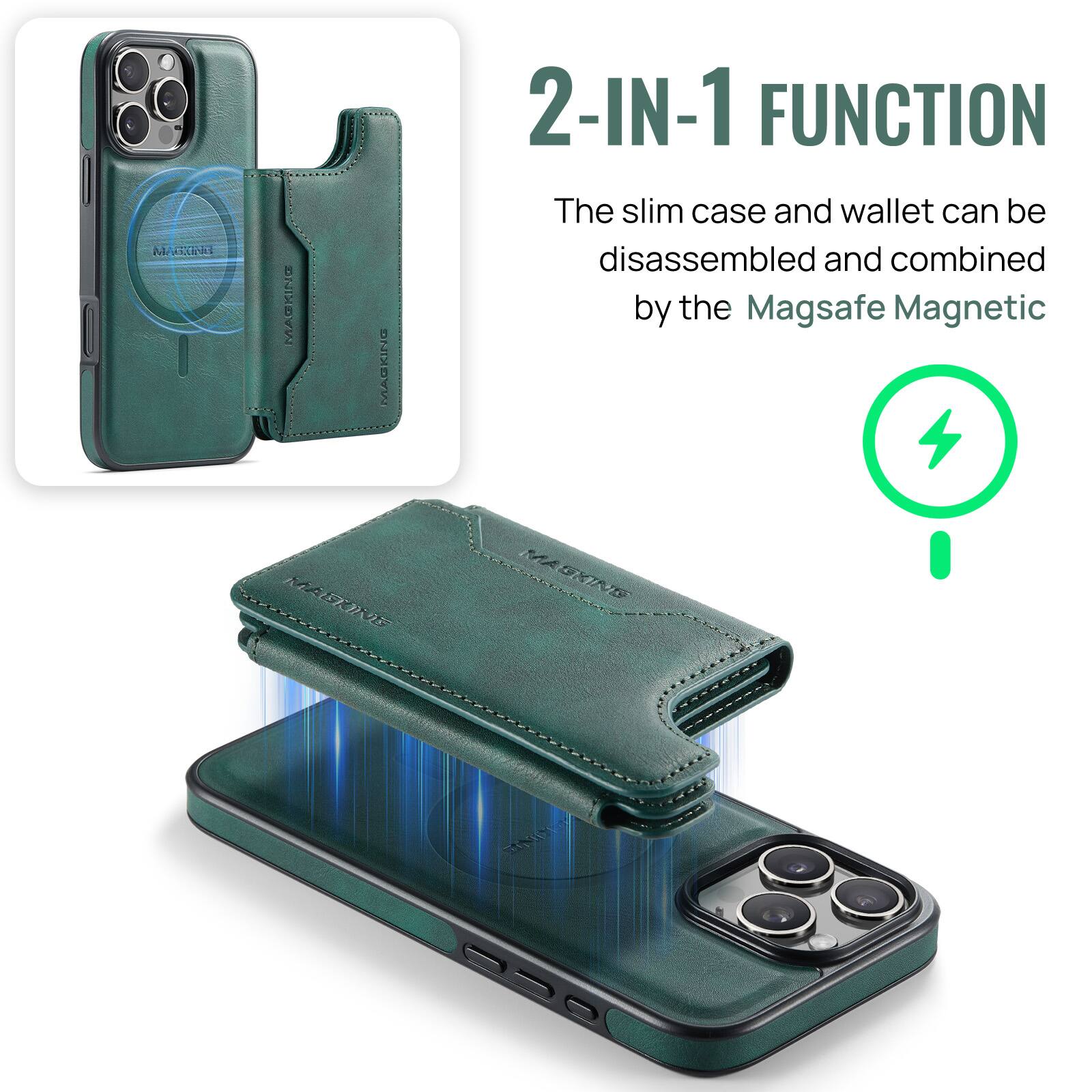 A XES INDAM MAGKING 2-IN-1 FUNCTION The slim case and wallet can be disassembled and combined by the Magsafe Magnetic