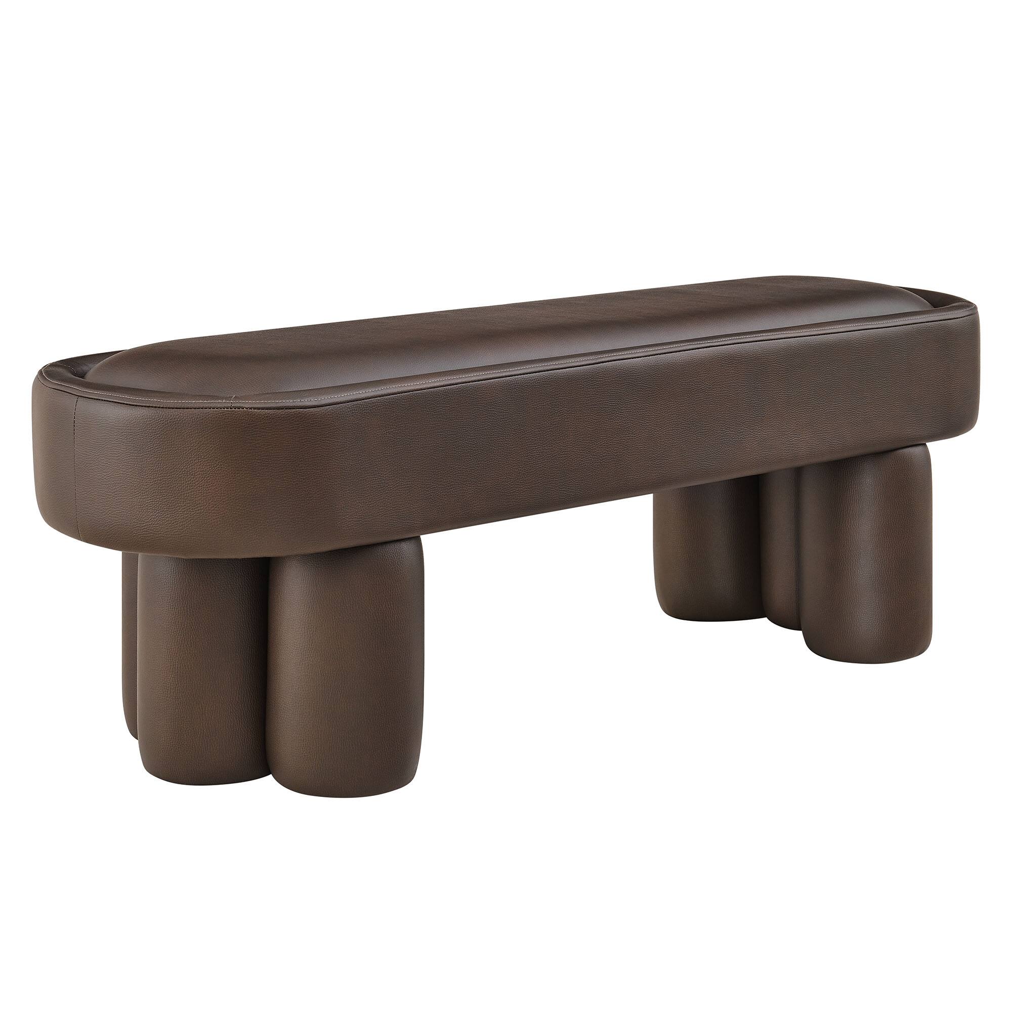 Angle. Modway - Mossi 52-Inch Oval Vegan Leather Bench by Modway - Espresso.