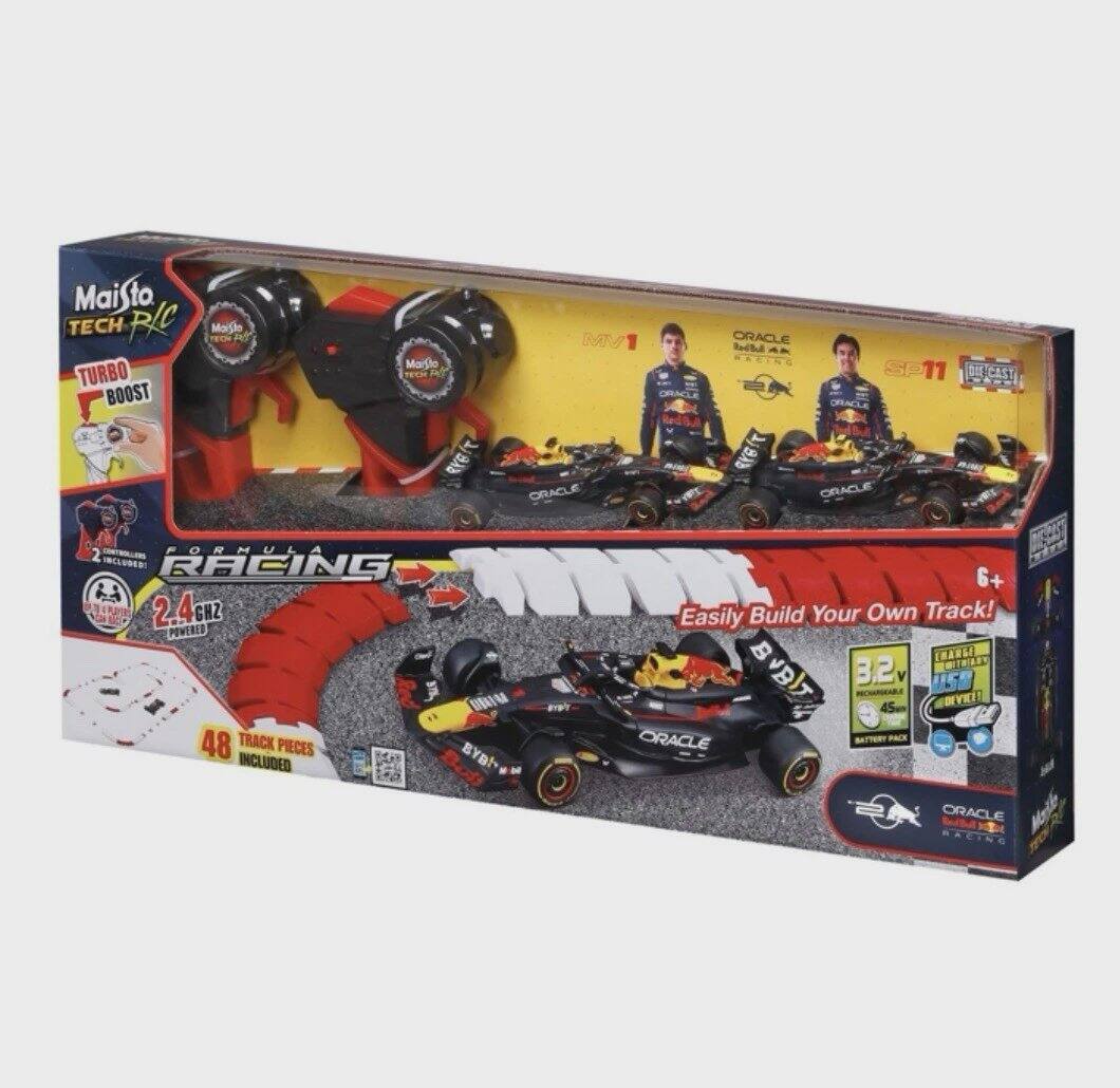 Maisto TECH R/C  
TURBO BOOST  
RACING  
2.4 GHz POWERED  
48 TRACK PIECES INCLUDED  
Easily Build Your Own Track!  
6+  

ORACLE  
Red Bull Racing  
SP11  
DIE-CAST  

3.2 VOLT BATTERY PACK  
45 MINUTES OF PLAY