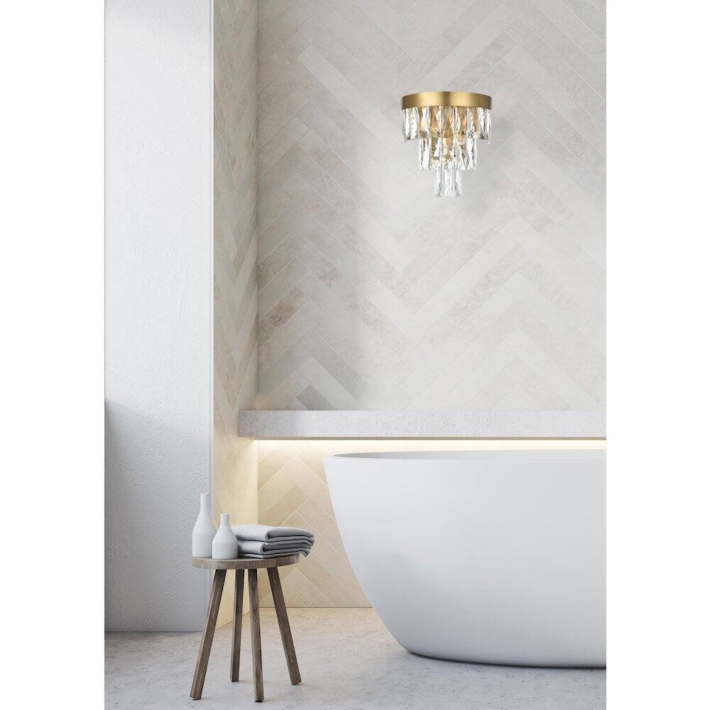 Alt View 3. Elegant Lighting - Josephine 10 Inch Wall Sconce In Satin Gold - Satin Gold And Clear.