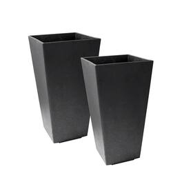Tierra Verde - 2 Pack Indoor Outdoor 20 Inch Self Watering Planters, Sonata - Black