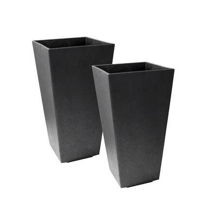 Front. Tierra Verde - Tierra Verde 2 Pack Indoor Outdoor 20 Inch Self Watering Planters, Sonata, Black - Black.