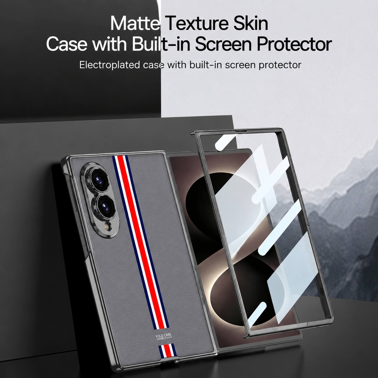 Matte Texture Skin Case with Built-in Screen Protector  
Electroplated case with built-in screen protector