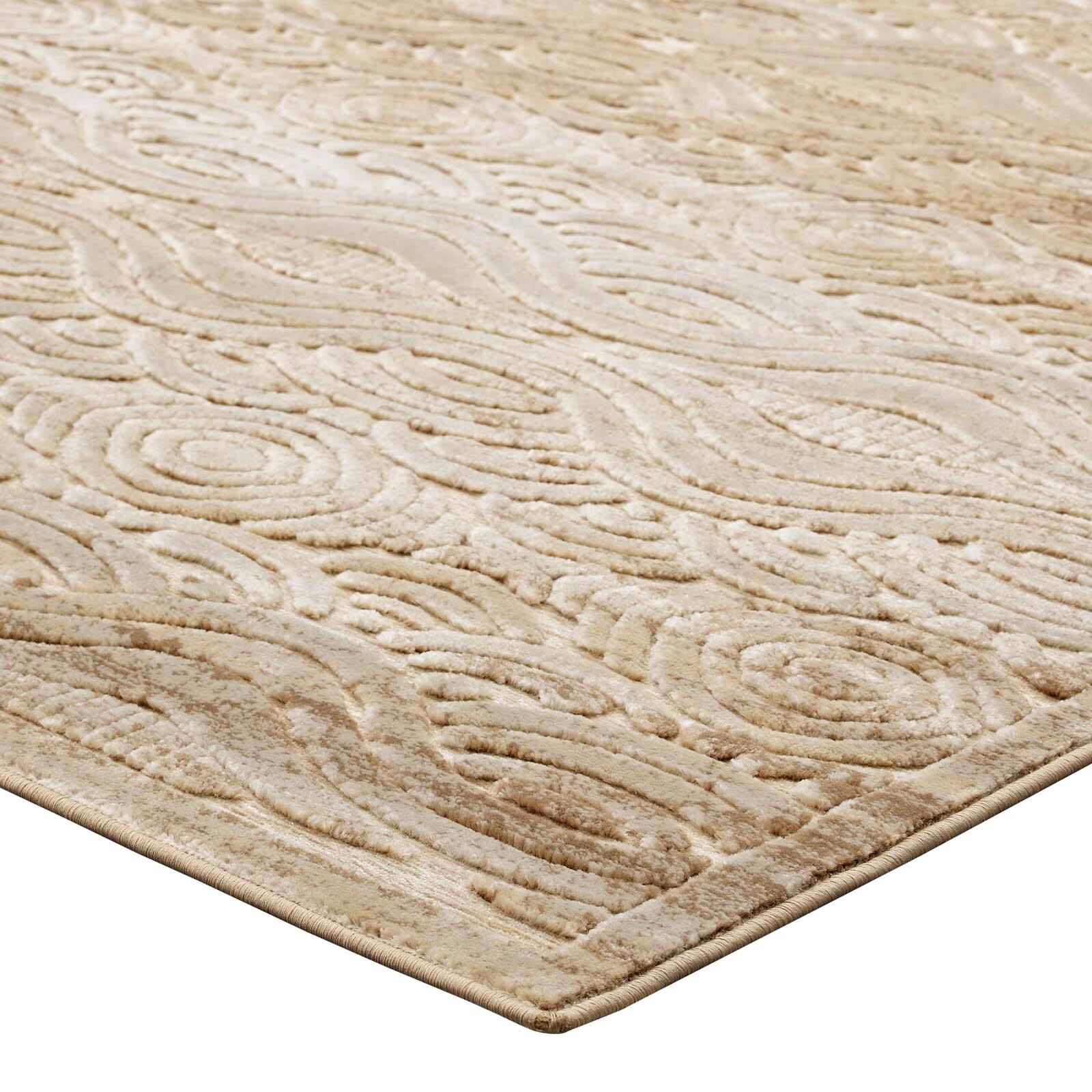 Alt View 2. Modway - Kennocha Rustic Vintage Abstract Waves Area Rug - Tan and Cream.