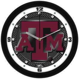 MpDirect - Texas A&M Aggies 11.5'' Suntime Premium Glass Face Carbon Fiber Wall Clock - Multicolor